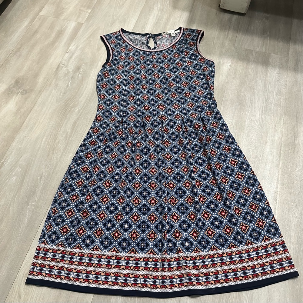 Max Studio Blue Print Sleeveless Stretch Dress Sz XS
